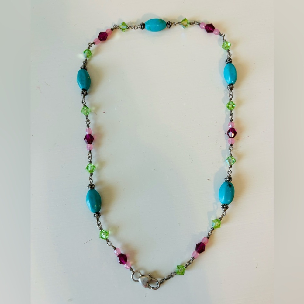 Turquoise and Swarovski crystal necklace